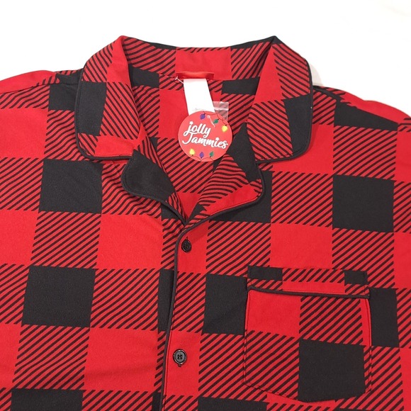Jolly Jammies XL Christmas 2-Piece Pajama Set Flannel Red/Black Buffalo Check - Picture 8 of 8